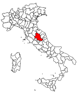 Karta över Italien med Provincia di Perugia markerat