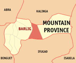 Map of Mountain Province with Barlig highlighted
