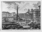 Giovanni Battista Piranesi, Veduta della Piazza della Rotonda med Pantheon och Fontana, 1748–1774.