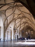 "Rococo Gothic" vaults of Vladislav Hall of Prague Castle (1493)
