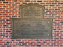 The commemorative plaque at the high school.