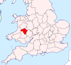 Radnorshire shown within England and Wales
