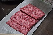 Bœuf de race wagyu (Japon), l'une des viandes les plus persillées.