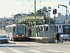 Two trains at Hudson/Innes station, 2018