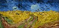『カラスのいる麦畑』1890年7月、オーヴェル。油彩、キャンバス、50.5 × 103 cm。ゴッホ美術館[270]F 779, JH 2117。