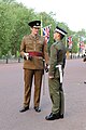 Coldstream Guards officer in No. 2 dress; guardsman wears a form of No. 13 dress