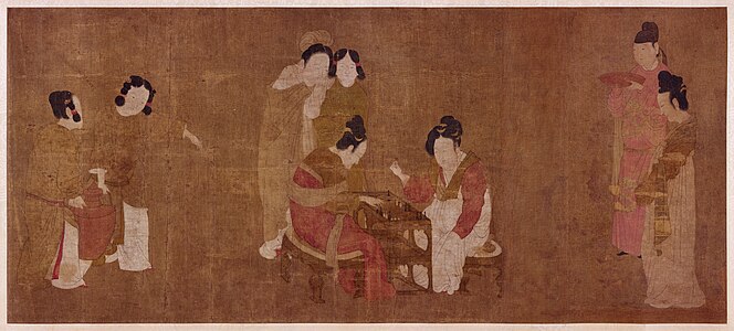 Court Ladies Playing Double-sixes, at and by Zhou Fang