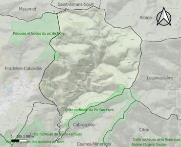 Carte des ZNIEFF de type 1 sur la commune.