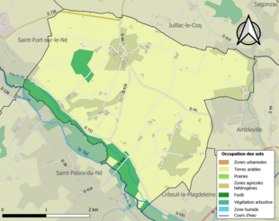 Carte en couleurs présentant l'occupation des sols.