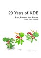 KDE 20周年回顧與展望小冊子(PDF)，封面繪製者為Timothée Giet，內容編輯者為KDE主席Lydia Pintscher。