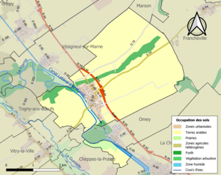 Carte en couleurs présentant l'occupation des sols.