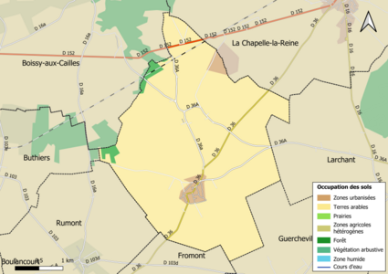 Carte des infrastructures et de l'occupation des sols en 2018 (CLC) de la commune.