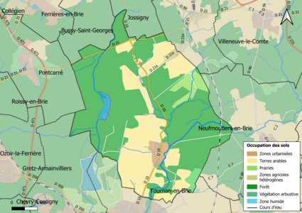 Carte des infrastructures et de l'occupation des sols en 2018 (CLC) de la commune.