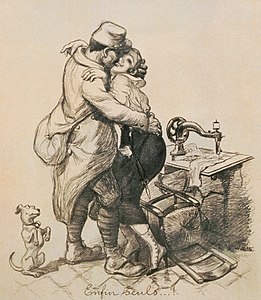 A poilu on leave, by Adolphe Willette (edited by Durova)