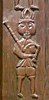 Wooden carving of bagpiper, c. 1600