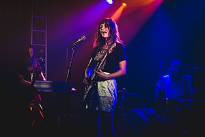 Cherry Glazerr performing in 2017. Left to right: Sasami Ashworth, Clementine Creevy, Tabor Allen