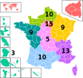 European Parliament constituencies in France 2004-2019 (seat numbers effective from 2014).