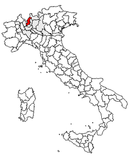 Karta över Italien med Provincia di Como markerat