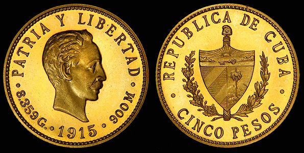 Cuban peso, by Charles E. Barber and the Philadelphia Mint