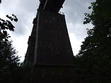 A brick strengthening pier from below