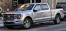 A silver F-150 Double Cab Truck is parked along the street