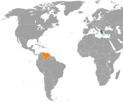 Map indicating locations of Greece and Venezuela