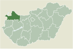 Location of Győr-Moson-Sopron county in Hungary