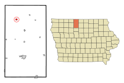 Location of Swea City, Iowa