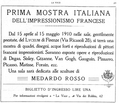 Pubblicità della prima Mostra sull'Impressionismo in Italia (1910)