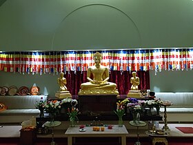 View inside the meditation room, formerly a billiard hall, 2024