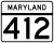Maryland Route 412 marker