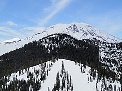 View of Mount Shasta, from the top of Douglas Butte in Mount Shasta Ski Park.