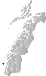 Mapa do condado de Nordland com Vega em destaque.