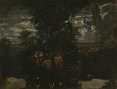 Possibly by Théodore Rousseau, Moonlight: The Bathers, NG3269