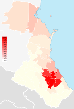 Розселення даргинців у Дагестані, за переписом 2002