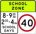 School zone sign in NSW and Victoria