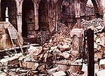 בית הכנסת העתיק בחלב לאחר שריפתו ב־1947