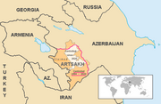 Map showing Nagorno-Karabakh in Azerbaijan