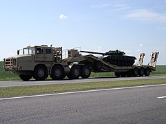 MZKT-74135 transporting a T-72