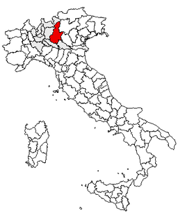 Karta över Italien med Provincia di Brescia markerat