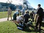 A triage area outside the US Pentagon building following 9/11.