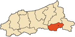 Map of Jijel Province highlighting Sidi Maârouf District