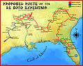 Image 4A map showing the proposed route of the de Soto Expedition, based on the 1997 Charles Hudson map (from History of North Carolina)