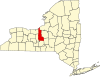 State map highlighting Cayuga County