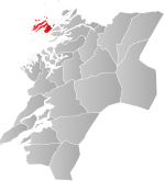 Mapa do condado de Trøndelag com Vikna em destaque.