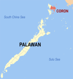 Map of Palawan with Coron highlighted