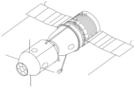 Diseño de la Soyuz-A (1963), que formaría parte del complejo Soyuz A-B-C