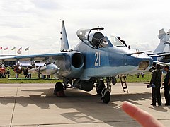 The raised canopy of a Su-25