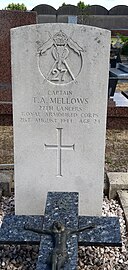 Tombe du capitaine Thomas Anthony Mellows au cimetière du centre.