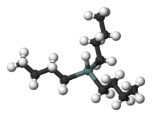 Ball and stick model of tributyltin